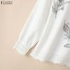 ZANZEA Women Loose Casual Round Neck Long Sleeve Print Blouse