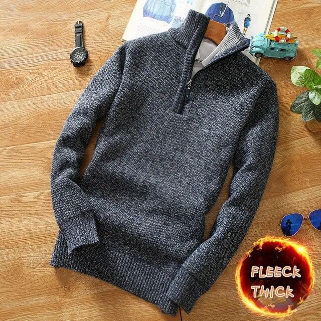 

Осень-зима теплый кардиган мужские флисовые свитера куртки мужские Slim Fit вязаный свитер толстый кардиган свитер пальто мужские Asian M синий