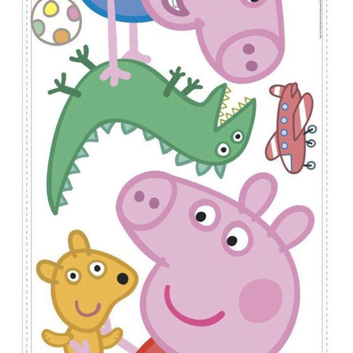 Sticker géant - Peppa Pig - George Pig - 45,7CM x 101,6CM - Repositionnable - Vinyle