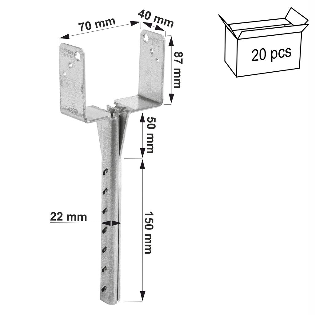 PBWS70Z pole base 70x40x87x200x22x3mm
