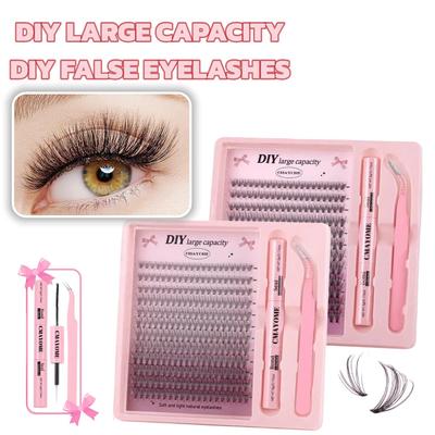 DIY Segmented Cluster Lashes Kit - Natural & Fluffy Volume, Curl Effect - Bulk 10D-100D