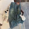 American Retro High-Waisted Blue Wide-Leg Denim Pants for Women - Trendy Slimming Summer Style