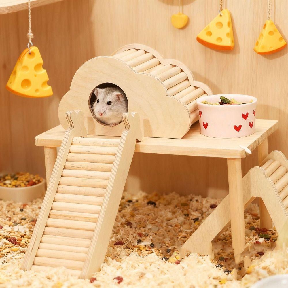 Wave Shape Wooden Hamster Ladder Decorative Hamster Toy Staircase For Guinea Pig Chinchilla Ferret