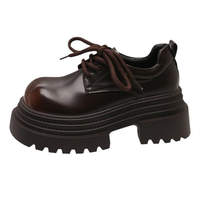 [Ushilai] British-style Glossy Small Leather Shoes for Women's Winter 2025 New Platform Casual Versatile Loafers