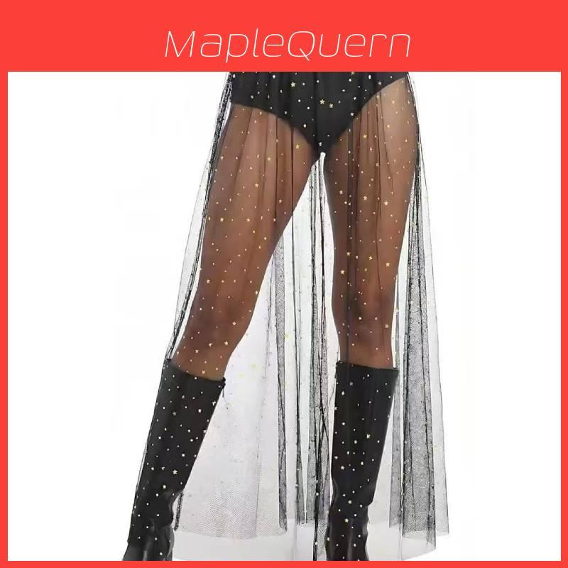 Sexy Sheer Mesh Pleated Mini Skirt With Sparkling Sequin Pattern For Nightclub And Party Wear
