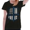 Pro Police Badge Flag Law Enforcement Hero Womens Top Junior Graphic Tee