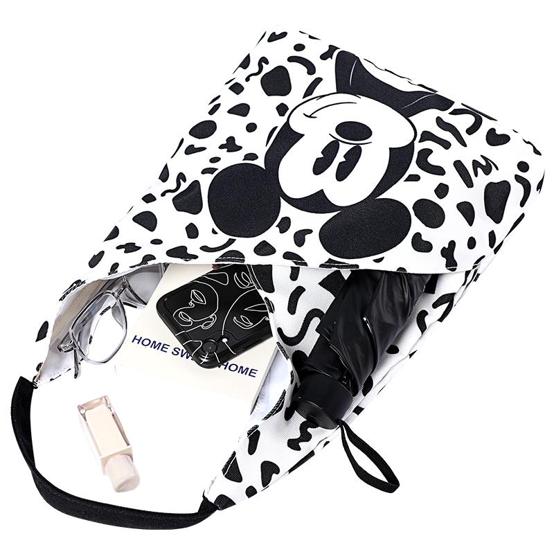 New Disney Lotso Collection Mickey Collection Canvas One Shoulder Handbag, Canvas Bag Regular Unisex Black White/Rose Red DHF23807-LOA