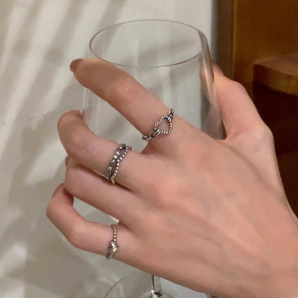 Vintage Thai Silver Heart Ring For Women Elegant Adjustable Design Perfect For Everyday Wear