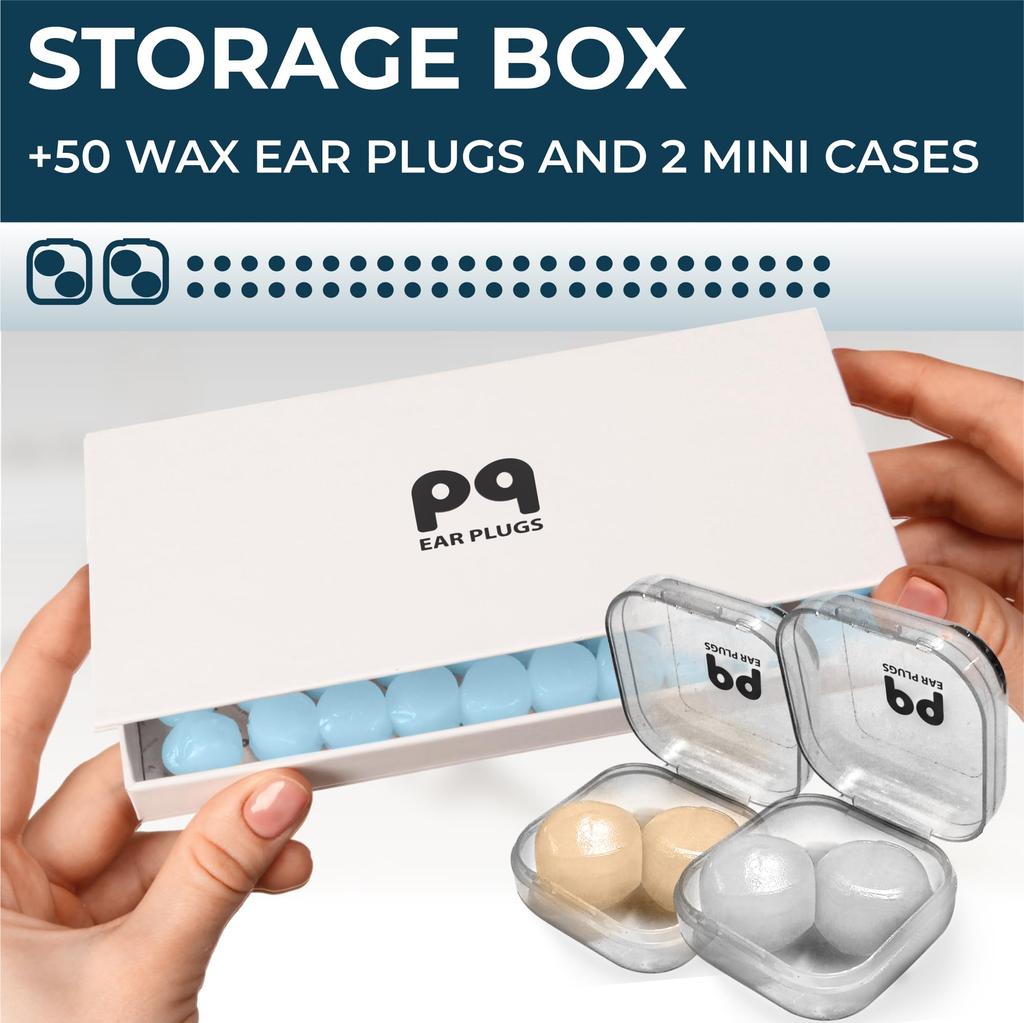 PQ Wax Earplugs for Sleeping and Swimming 50 Silicone Gel Wax Ear Protection for Sleeping and Soft Wax Sound Blocking Level 32Db Blue -