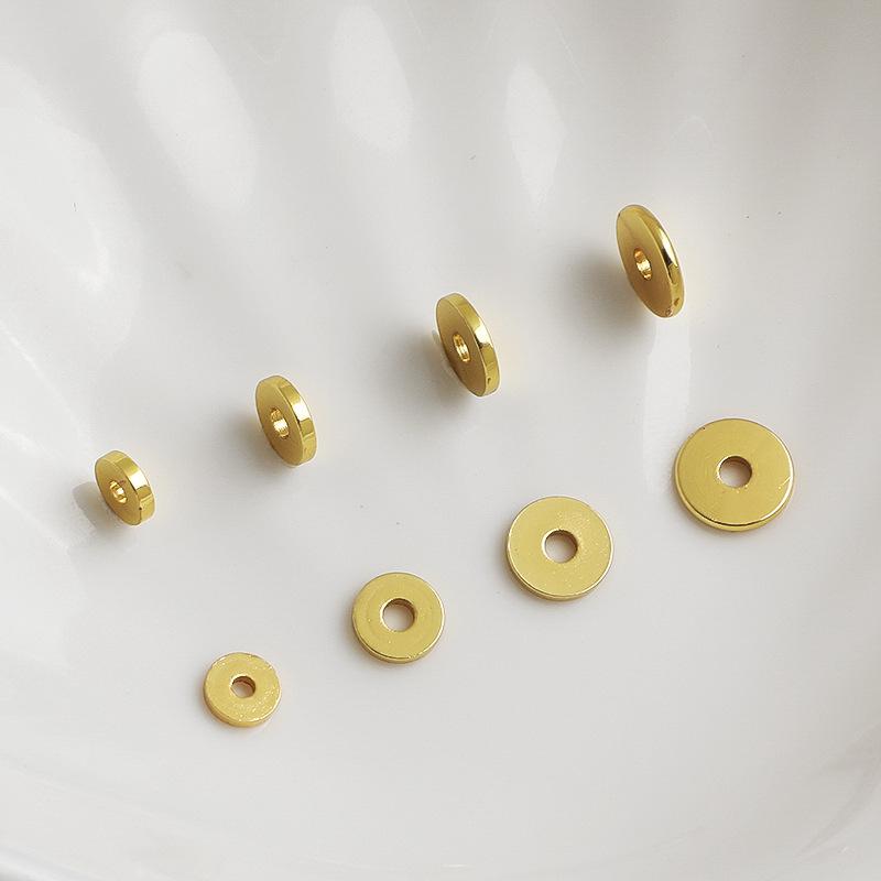 18K Gold Plated Smooth Spacer Wenwan Flat Piece Beading Material for DIY Bracelets and Necklaces. 5*1.1mm [10 pieces] 18K Gold Round Spacer