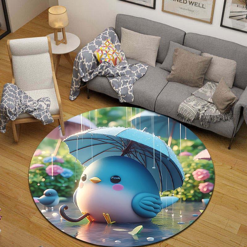 Bohemian Round Butterfly Multicolor Rug Pad, Non-Slip Floor Mat for Bathroom