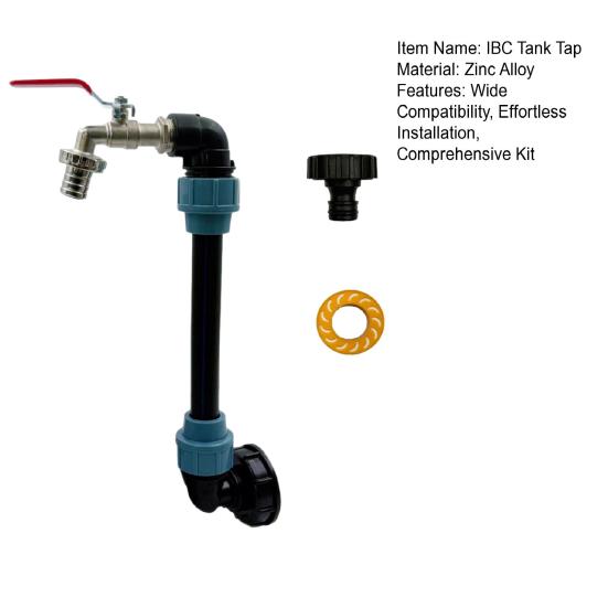 IBC 3/4" Outlet Tap IBC Adapter for 1000L Rainwater Tank Tap Stopcock with 25cm Extension Tube IBC