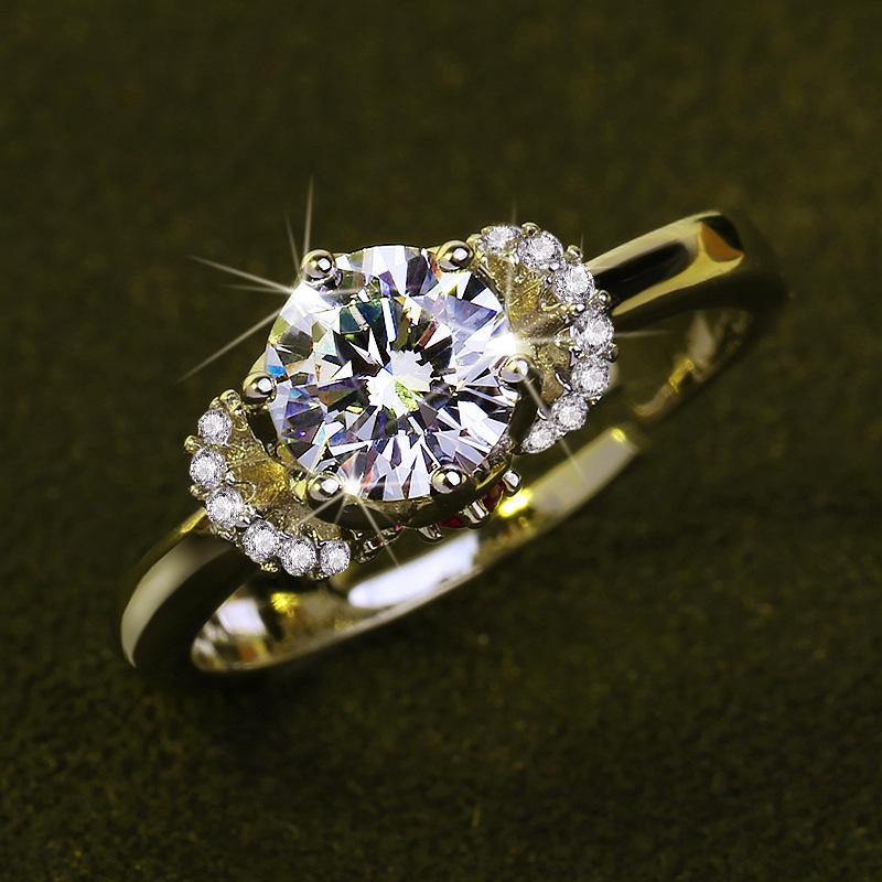

Moissanite Ring High End Plated 18K Womens Wedding Ring Classic Open on Adjustment Wedding Ring W5129WW-Port degree 14 (adjustable)