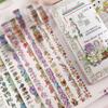 12 Rollen Blumendrahtband 15mmX2M Dekoband Ästhetisches PET-Band für Scrapbooking Journal Notizbuch Album Handyverpackung