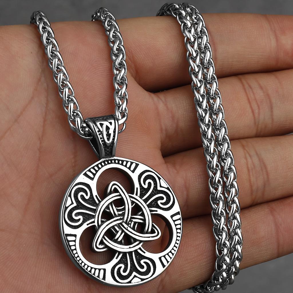 Colier Viking Vintage din Oțel Inoxidabil, Culoare Mixtă Aurie, cu Rune Odin, Bărbați, Nod Celtic, Pandantiv Amuletă, Bijuterii Nordice, Cadouri pentru Bărbați