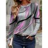 Tenggong Pool Directional Style, Round-Necked Long-Sleeved Elegant Print Base Shirt T-Shirt Women'S Elastic Jacket