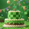 7 Peças Topper de Velas de Aniversário de Bolo de Mineiro de Pixel para Festa com Tema de Pixel, Festa de Aniversário, Suprimentos para Festa de Videogame para Meninos Meninas