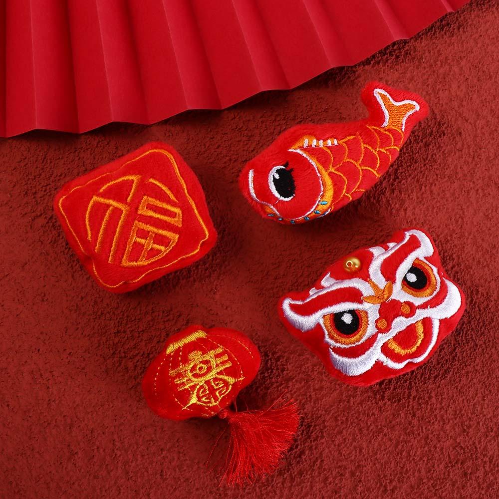 Cute Spring Festival Pin Lucky New Year Badge Cartoon Lion Dance Brooch  Unisex