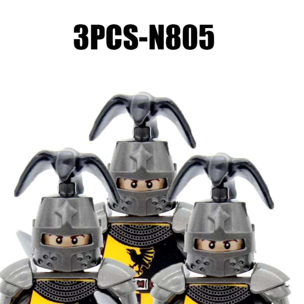 MOC Re Medievale Blocchi da Costruzione Esercito Castello Corvo Leone Rosso Aquila Nera Cavaliere Soldato Figure Spade Scudo Armi Mattoncini Giocattoli