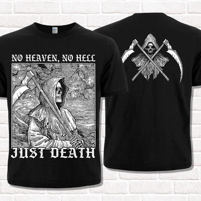 Czarny T-shirt Śmierć z kosą, Bez Nieba Bez Piekła Tylko Śmierć. 666, Kostucha.