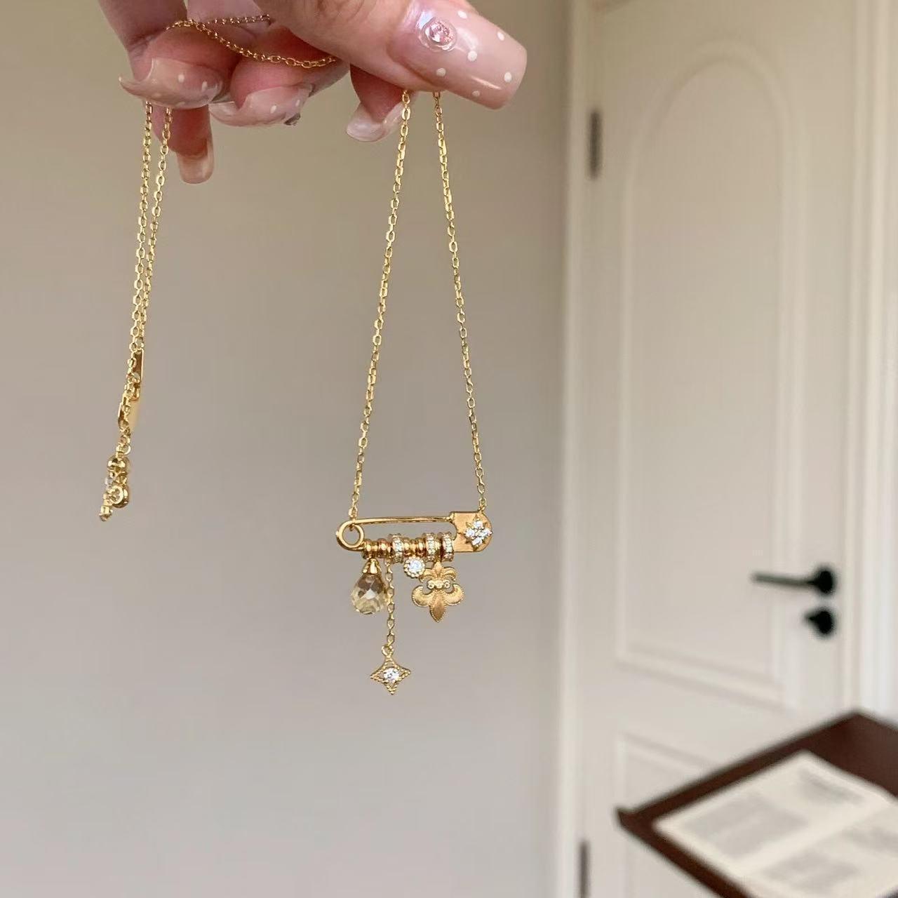 

Вінтажний Срібний Зірковий Ірис Брошка-Кольє S925 - Жіночий Розкішний Чокер Ланцюжок на Ключиці 925 Silver