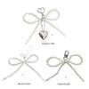 Unique Keyring Decoration with Bead Bowknot Heart Decorative Keychain for Bag
