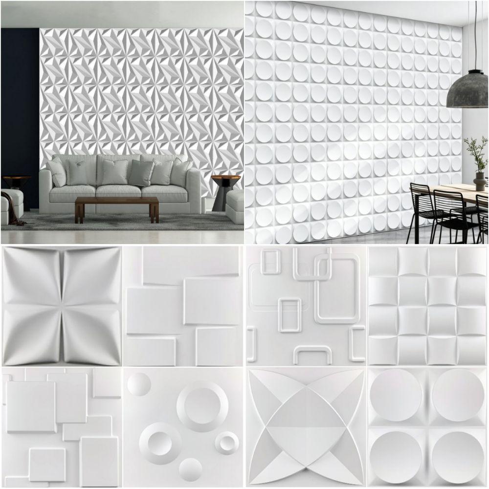 White Wall Sticker 3D PVC Wall Paper Removable Wall Panel Bathroom Kitchen