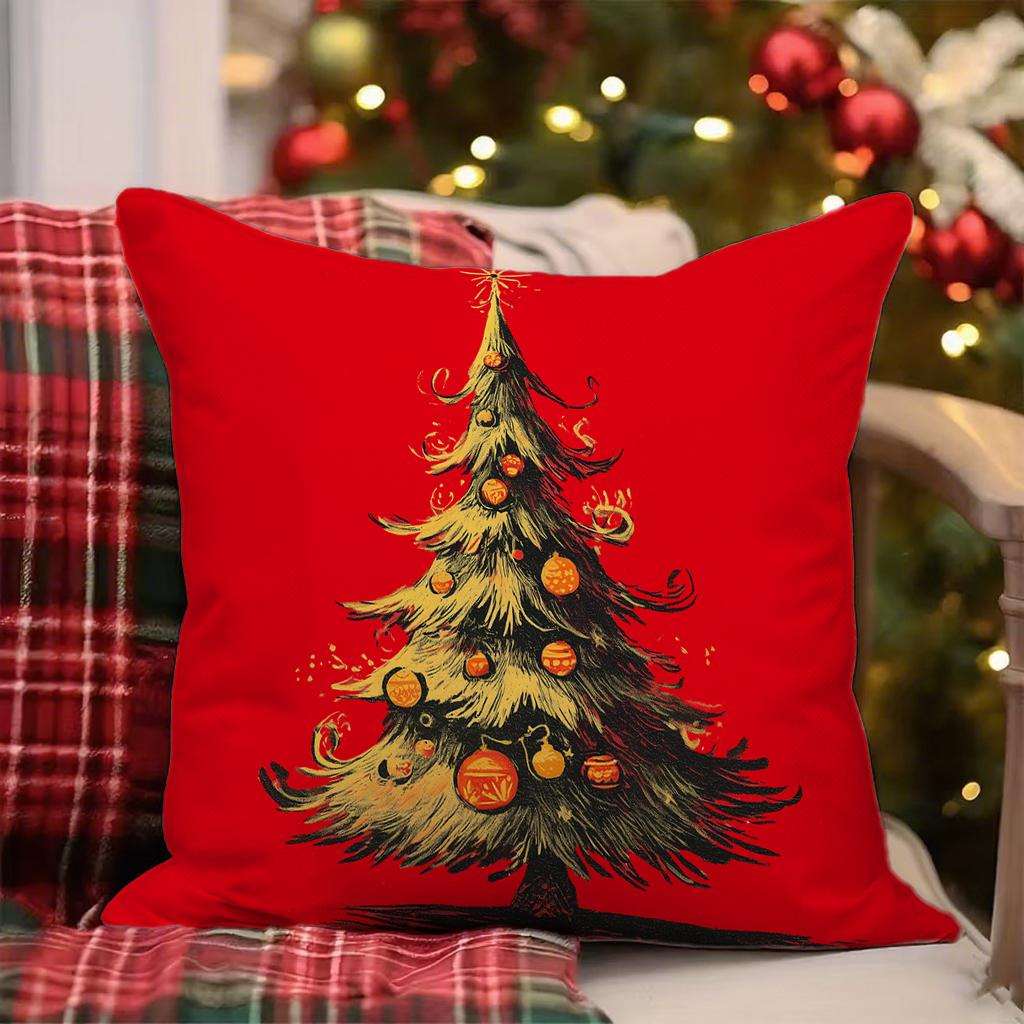 Christmas-Themed Pillowcases With Treessuitable For Sofa Car Bedroom Decorative Cushion Cover Pillow Cover
