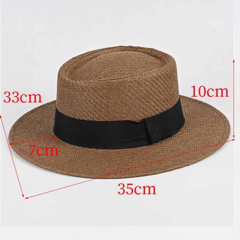 New Summer Women's Breathable Woven Straw Hat Flat Top Top Top Hat Fashionable Versatile Hat Seaside Beach Sun Protection Hat