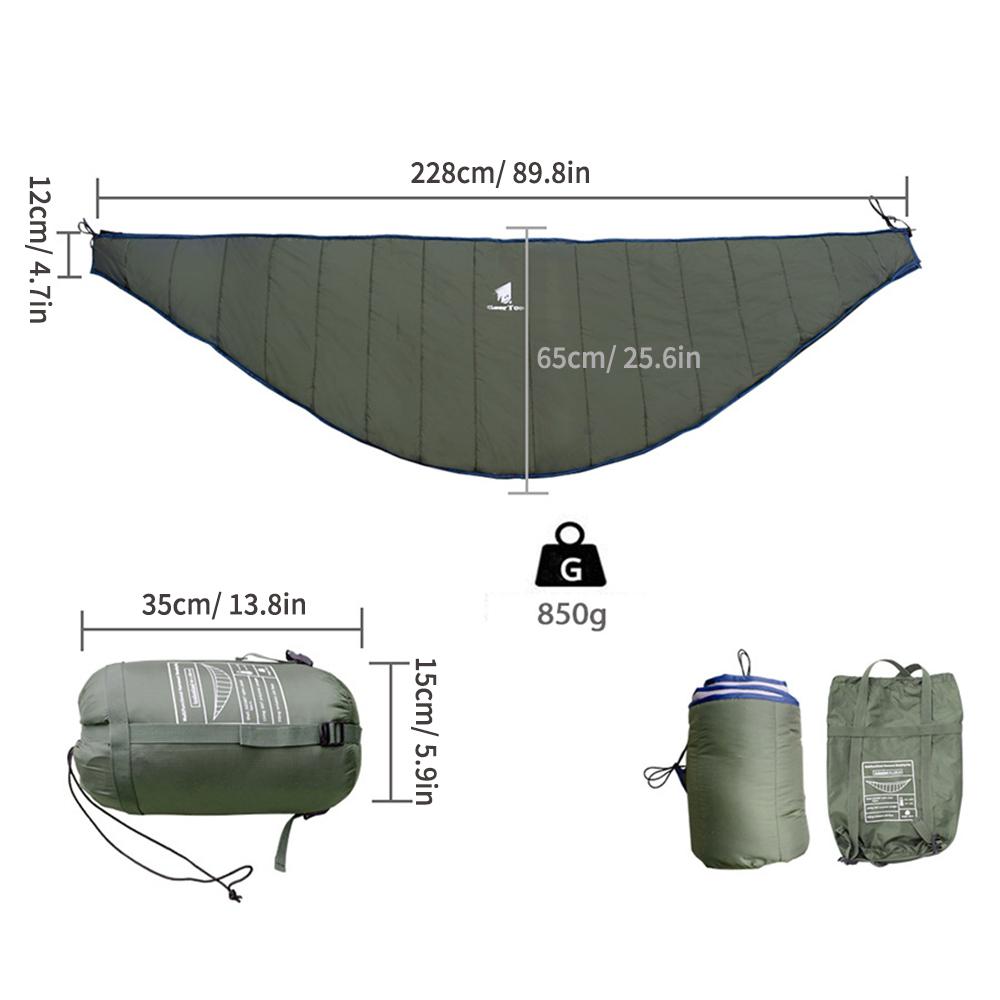 Hamac portabil Underquilt Iarna Vreme Rece Sub Quilt Cald pentru drumeții în camping în aer liber