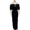 New Sexy Design Bandage Dress Neck Evening Dress with Diamonds Shoulder Slim Long Women's Clothing