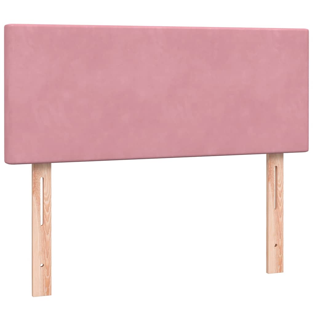 Box Spring Bed with Mattress & LED Lighting Pink 120 X 220 Cm Velvet