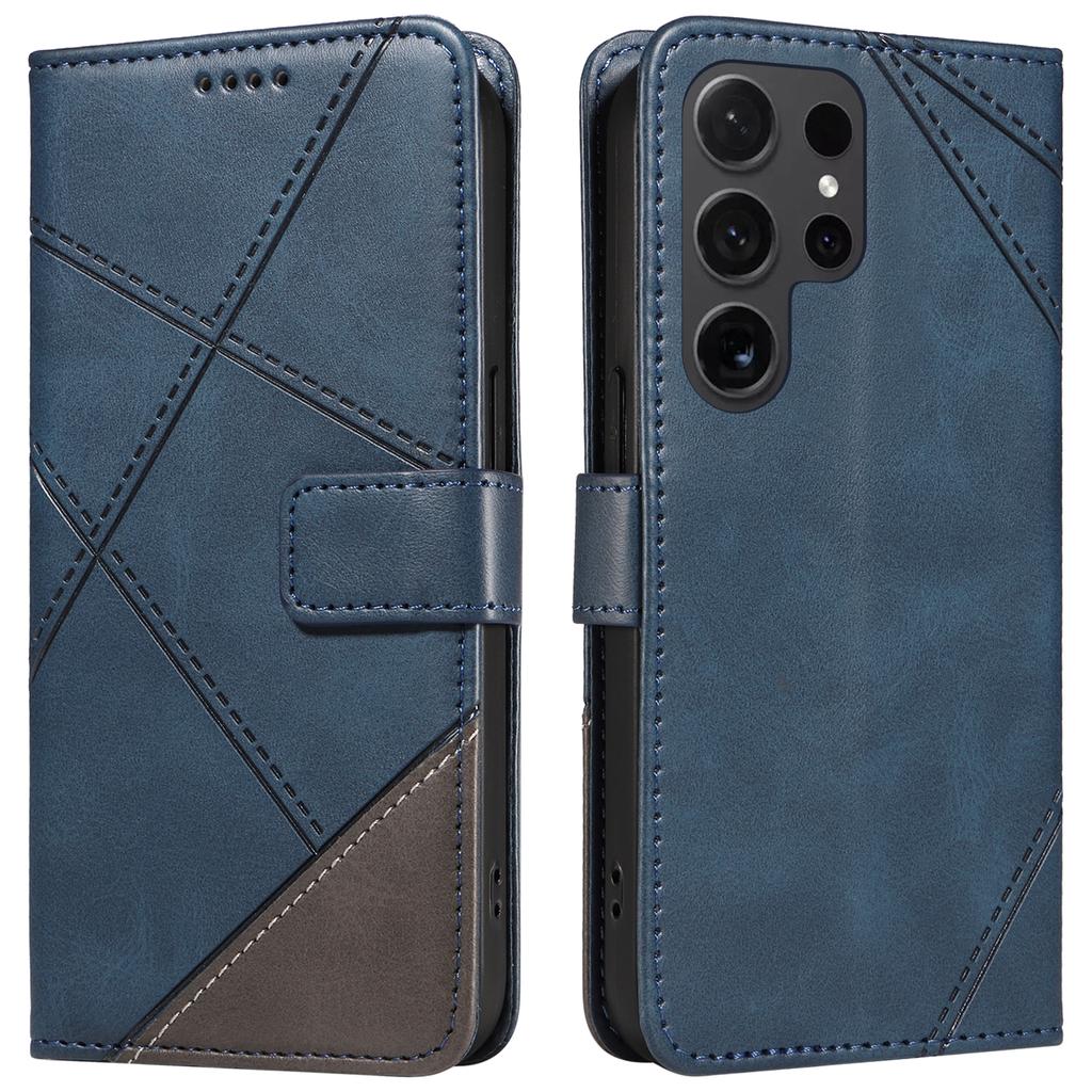 Für Samsung Galaxy S24 Ultra Hülle PU Leder Handyhülle mit Kartenhalter Geometrische Linie