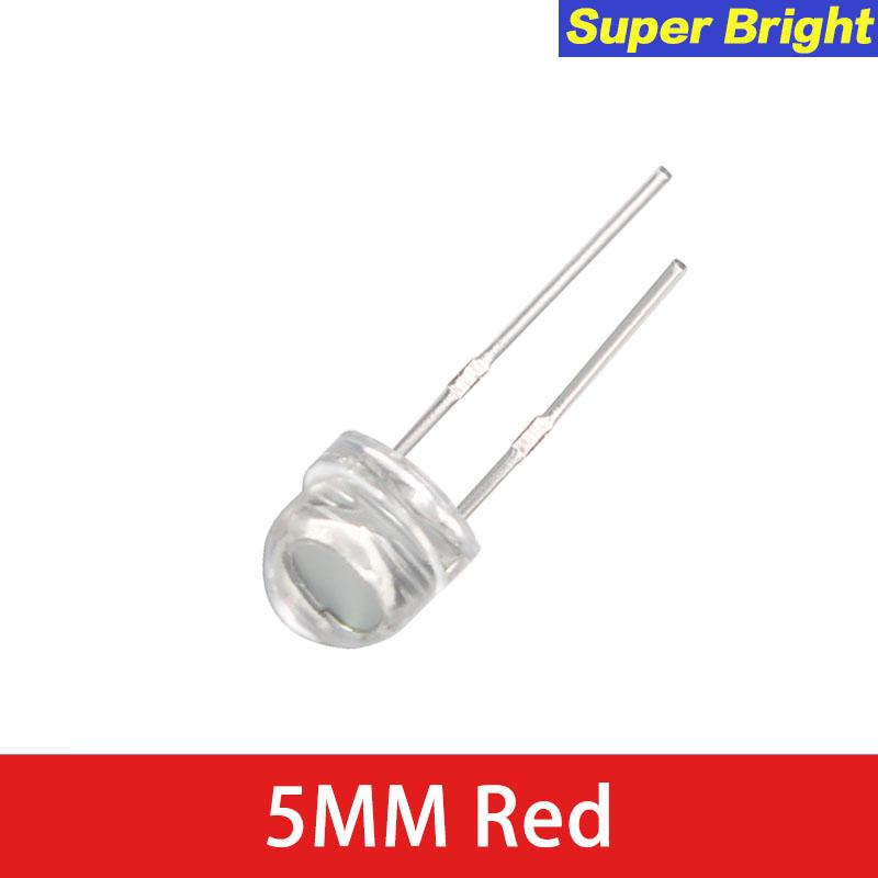 50KS Slaměný klobouk LED dioda 5MM Modrá Zelená Červená Žlutá Bílá Svítící F5 Super Jasná LED