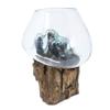 Melted Glass Bowl On Wood Stand