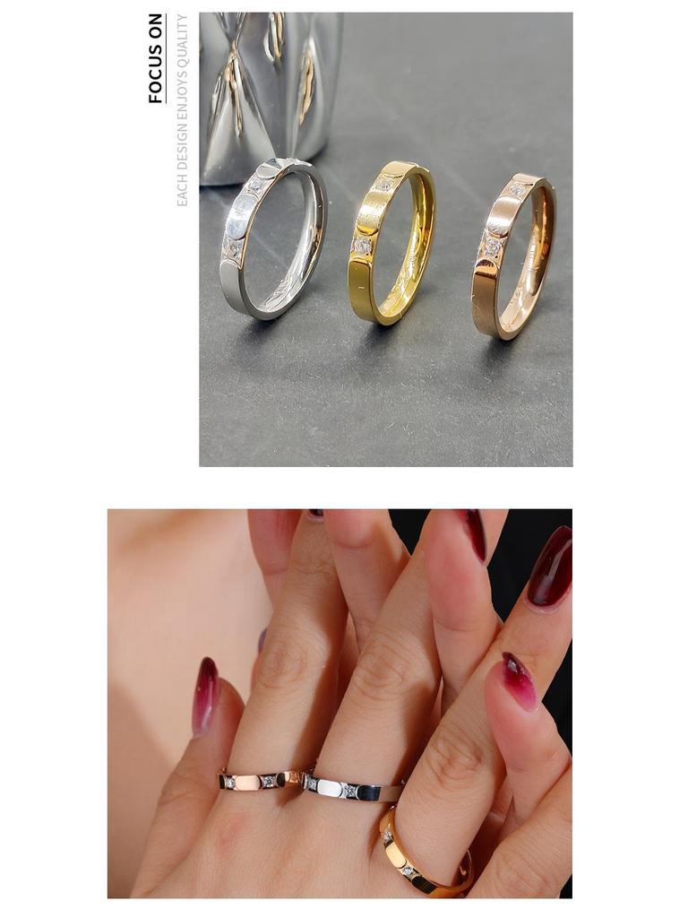 Japanese-Korean High-End Light Luxury Micro-Inlaid Ring - Classic & Durable Women's Fashion