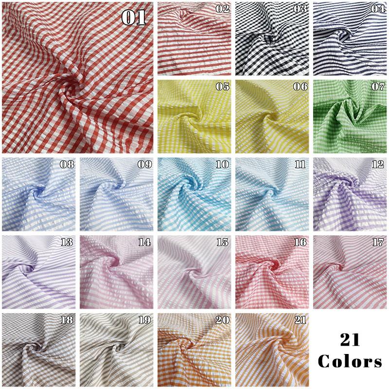 Tenká seersucker kostkovaná látka Ruční práce Měkká látka na šaty Koš Kalhoty Ubrus Šití DIY Bavlněný polyesterový materiál