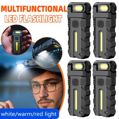 Linterna LED de Bolsillo EDC Mini Linterna Cabeza Giratoria 180 Grados Linterna Luz de Trabajo Magnética Portátil para Emergencia al Aire Libre