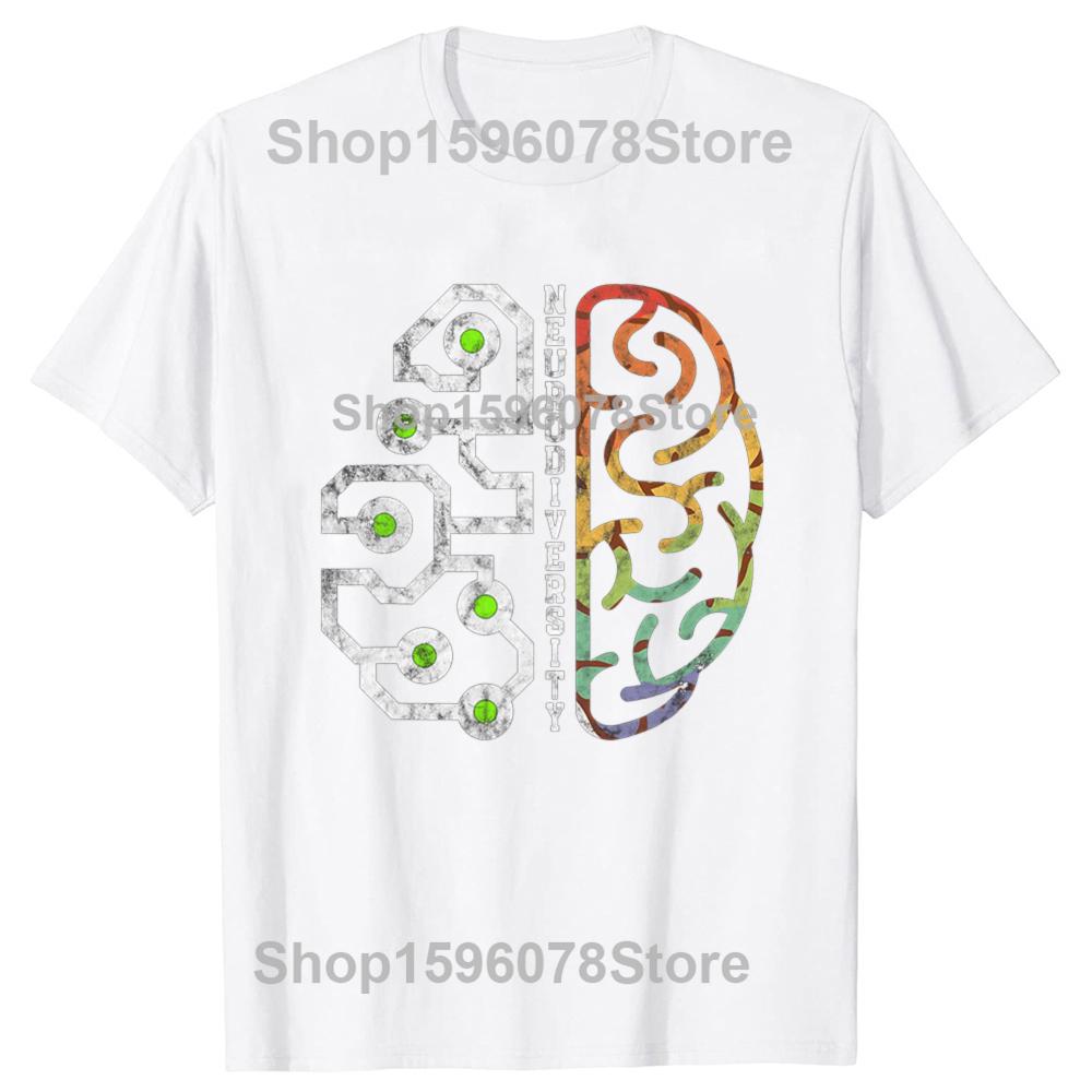 Funny Embrace Neurodiversity Brain For Autism Awareness Graphic Tshirts Men Tshirt 100 Cotton Loose Oversized T Shirt Summer