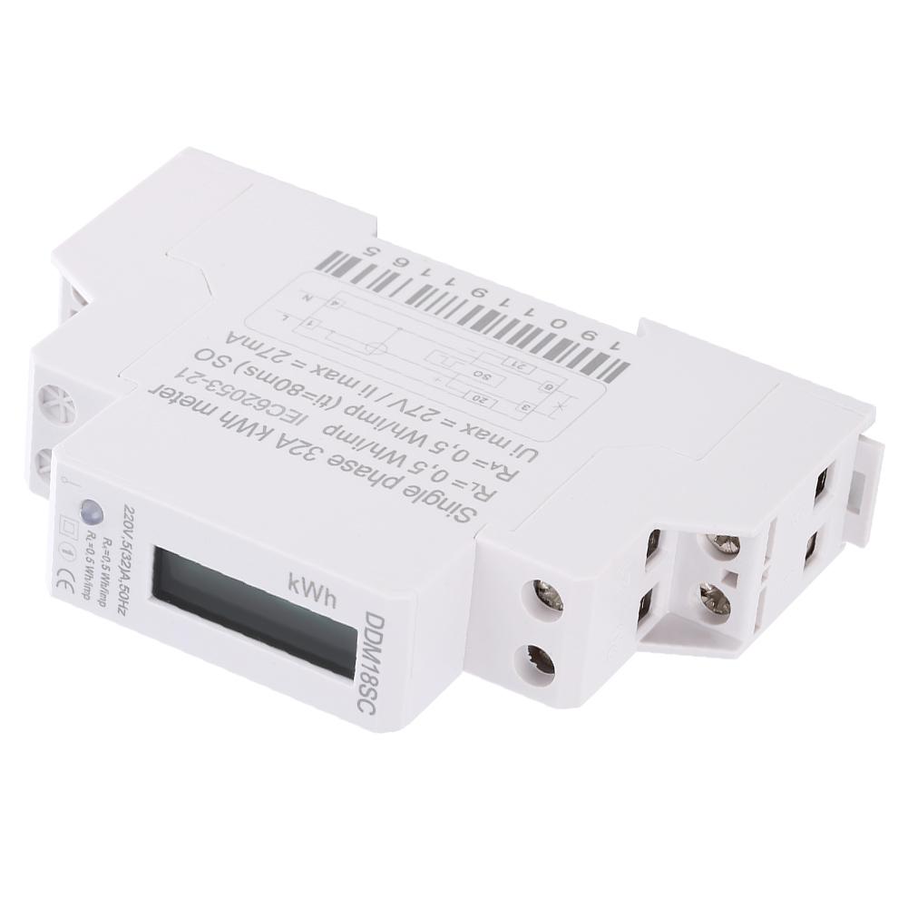 1P LCD Digital Display Single Phase Din Rail Electricity Power Consumption Energy Meter