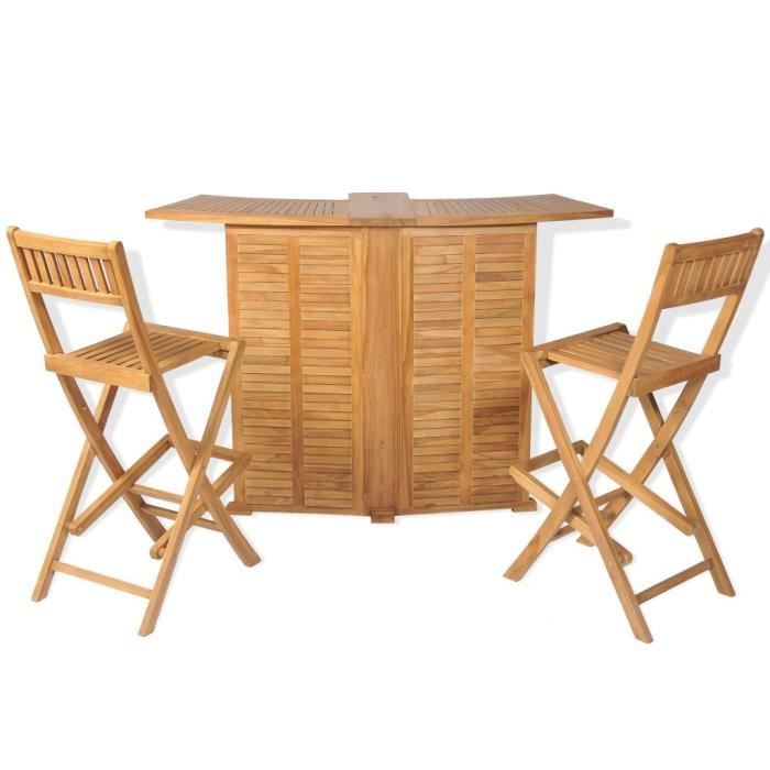 VidaXL 3-piece Bistro Furniture and Folding Chairs Solid Teak Wood