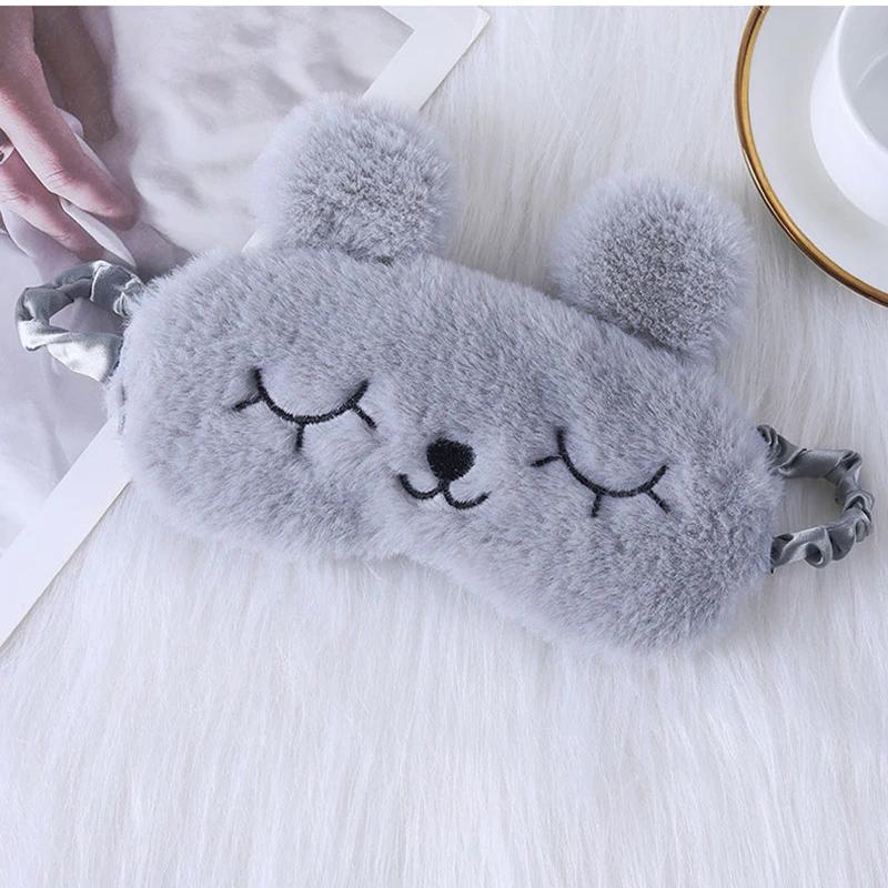 Cute Cartoon Rabbit Plush Sleeping Eye Mask Comfortable Sleep Mask Sleep Aid  Home Shading Light Eye Cover Eyeshade серый