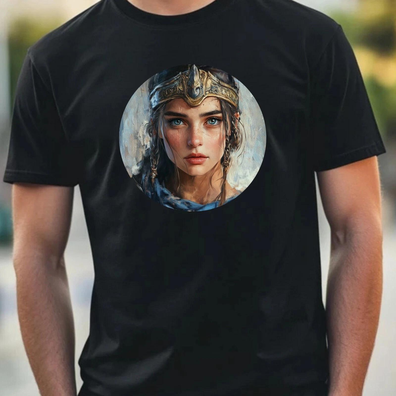 T-Shirt Herren Kriegerin Portrait Motiv Baumwolle Größe XS bis 5XL XXXL
