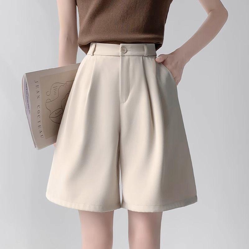 Women's High-Waisted A-Line Ice Silk Bermuda Shorts