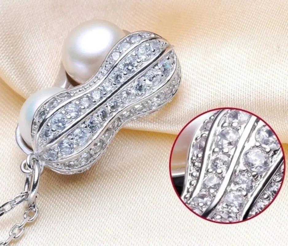 Simple Creative Fashion Style Necklace Peanut Pendant Necklace Jewelry Clear Pearl Necklace for Women Accessories Gifts Decor