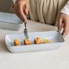 Japanese-Style Rectangular Ceramic Large Bowl Simple Relief Tableware Household Dish Bowl Sushi Plate Special Plate Commercial