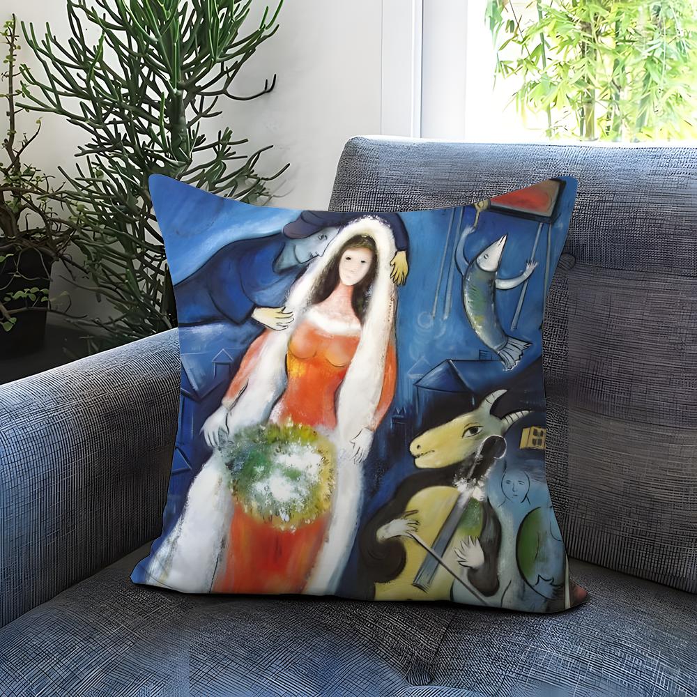 Popular M-MMarc Chagall Cushion Cover Comfortable Reversible Pillow Cover Ideal for Car Sofa Bedroom & Beyond