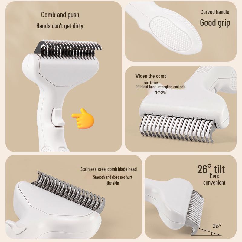 Pet De-Shedding & De-Tangling Self-Cleaning Comb: Fine Needle Hair Remover for Dogs