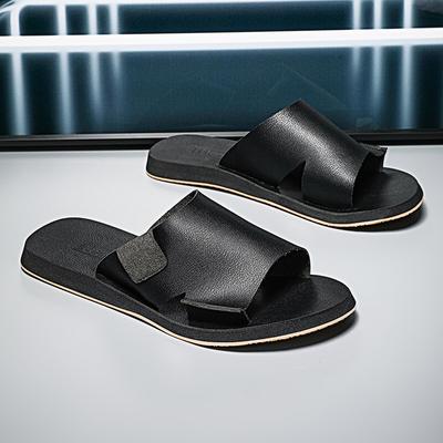 Italian Sandals Casual Leather Minimalist Shoes Classic Summer Men Soft Bottom Walking Slippers Lightweight Flat Designer Shoes
