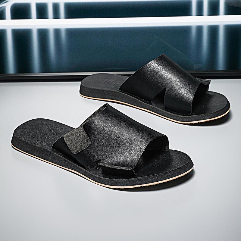 Italian Sandals Casual Leather Minimalist Shoes Classic Summer Men Soft Bottom Walking Slippers Lightweight Flat Designer Shoes